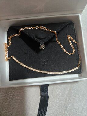 Walters Faith Clive 18K Diamond Fluted Bar Necklace in ROSE gold.